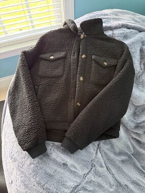 Billabong Black Sherpa Shirt Jacket - Button Front